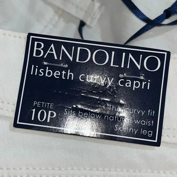 Bandolino size 10P stretch curvy white denim capris with embellished ankles NWT - Picture 13 of 15